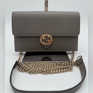 GUCCI INTERLOCKING GG DOLLAR WALLET ON CHAIN CROSSBODY